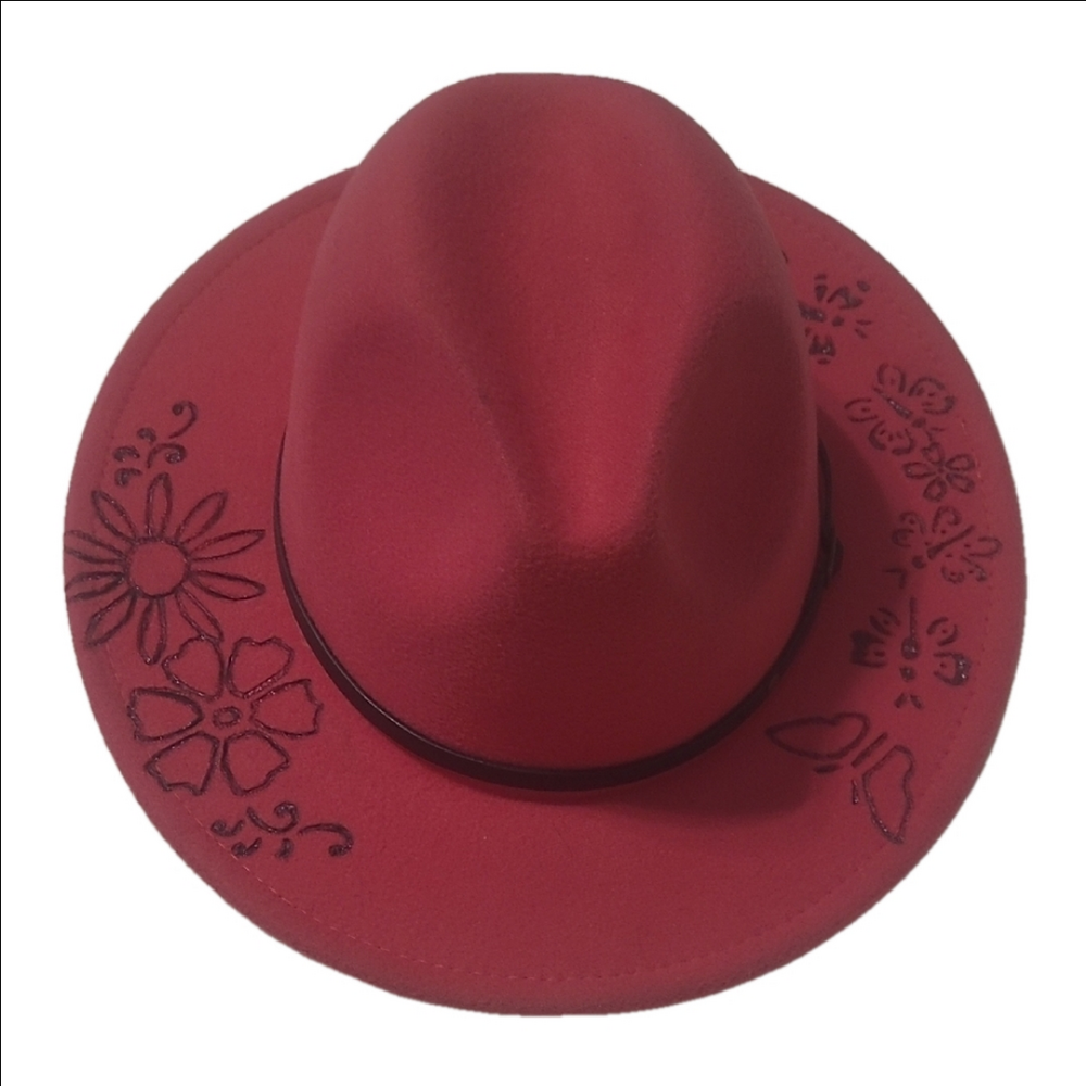 Milani Pink Fedora Hat with Floral Decoration